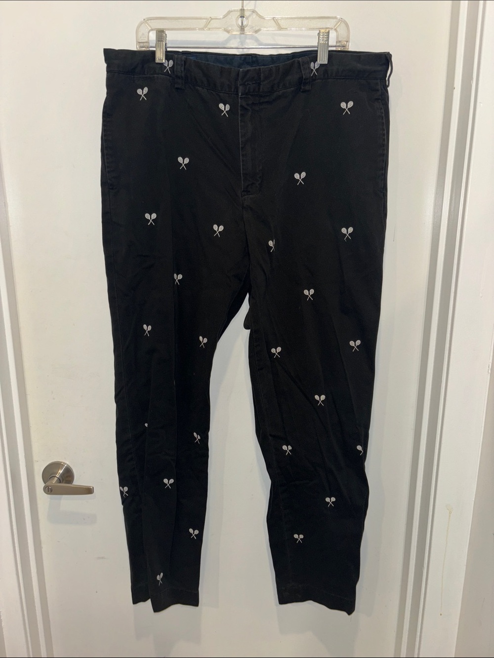 Black Polo chino with Tennis Racket Embroidery